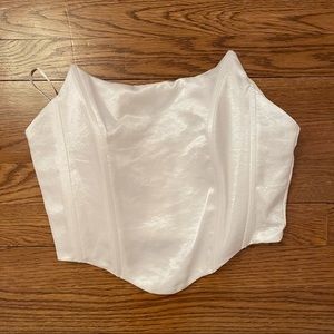 satin white tube top corset